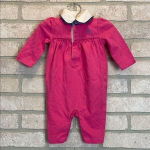 Ralph Lauren Polo Pink Baby Romper with Collar size 3 months